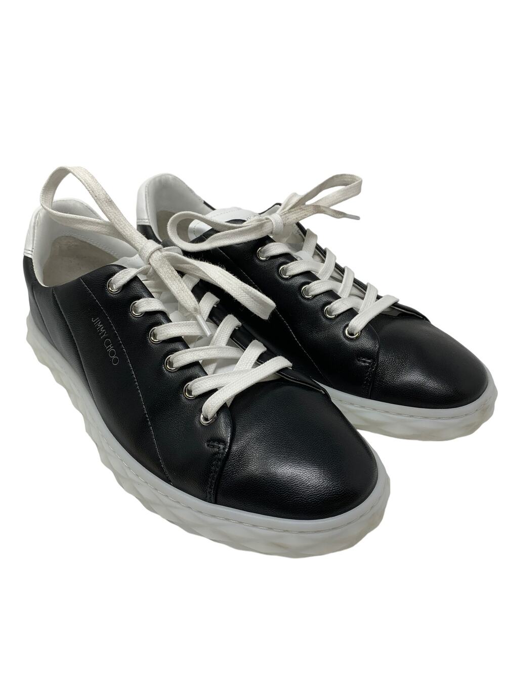 Jimmy Choo Sz 40.5 US 10.5 Diamond Light Sneakers Nappa Black White